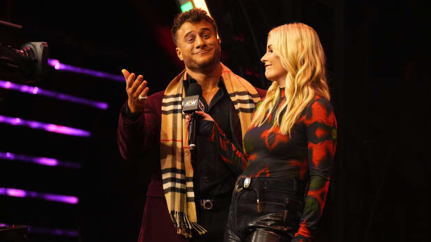 MJF smirks during an interview with Renee Paquette